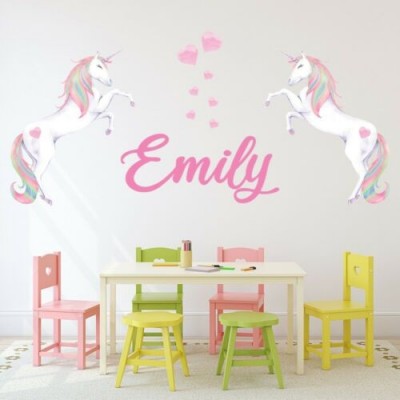 hot sale rainbow Unicorn sticker on theme paper 3d wall sticker on the wall of children's room